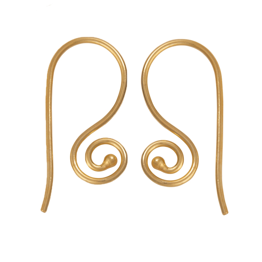 Ear Hook Spiral outside 26mm, silver gold plated (6pcs/dl)