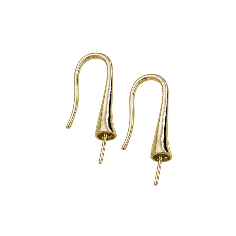 Boucles d'oreillles avec crochet conique à broche 25mm, argent doré (2 pcs/unité)