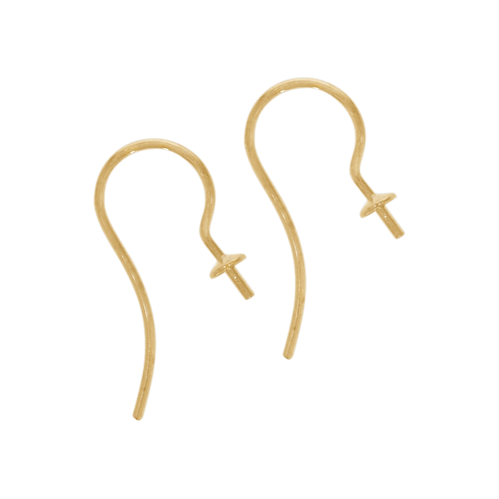Ear Hook with cap and pin 20mm, silver gold plated (6pcs/unit)