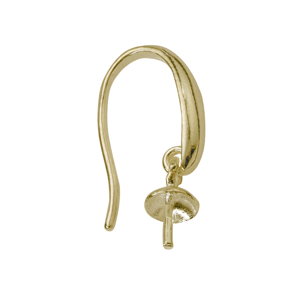 Ear Hook with Hooked Cap and Pin 20mm, Silver Gold Plated (4pcs/unit)