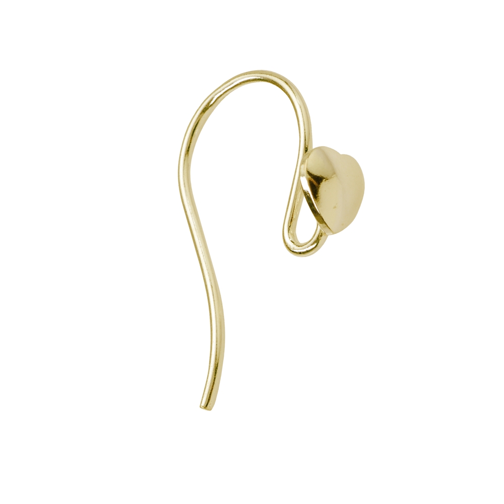 Ohrhaken zum Einhängen mit Herz 20mm, Silber vergoldet (4 St./VE)