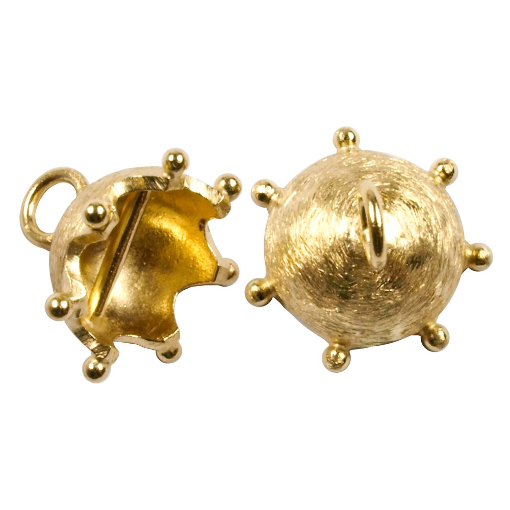 End Caps "Crown Cap" with eyelet 20mm, silver gold plated matt (2pcs)