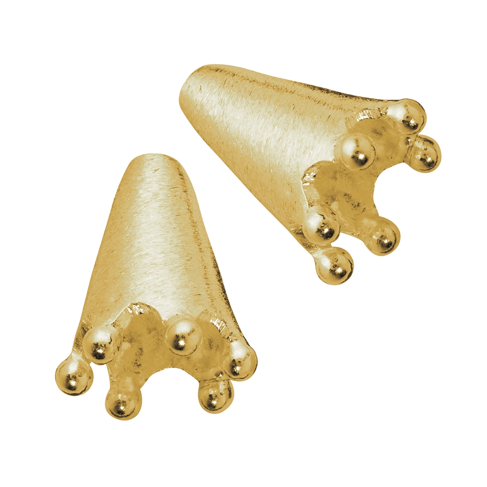 Embout casquette "couronne" 20mm, argent doré mat (2 pcs/unité)