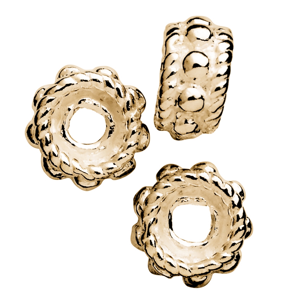 Rondell decorato 5mm, argento placcato oro (19 pz./VE)