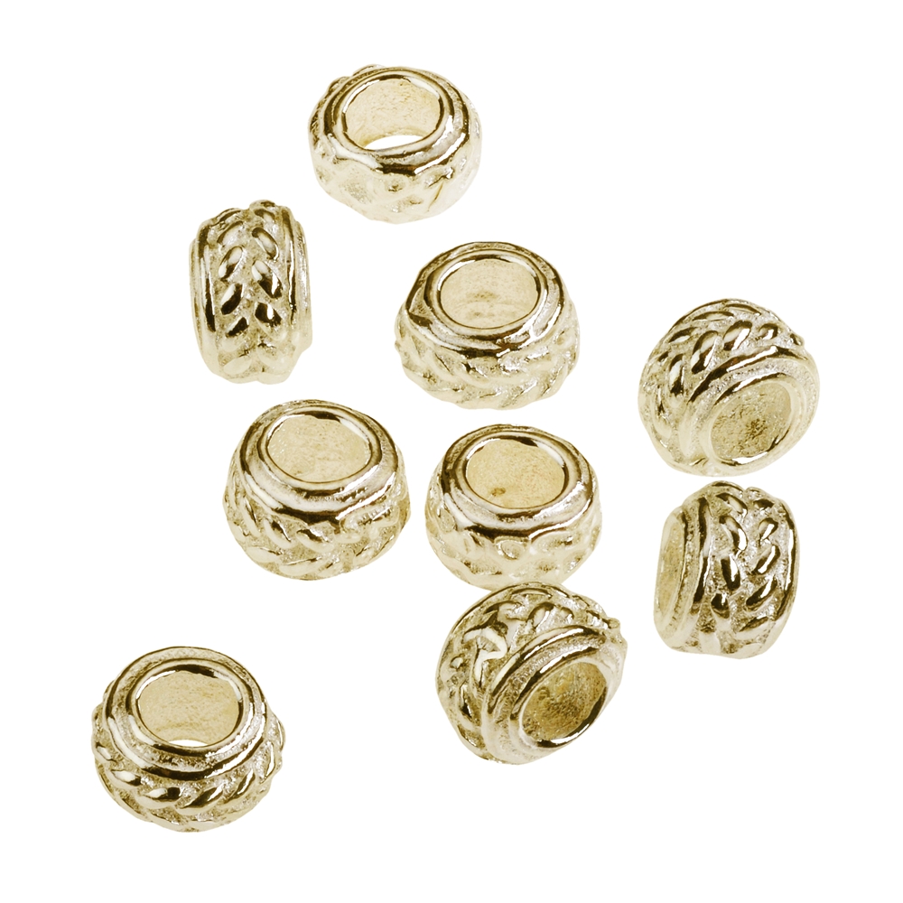 Wheel with braided pattern 3,0 x 4,0mm, silver gold plated (22 pcs./unit)
