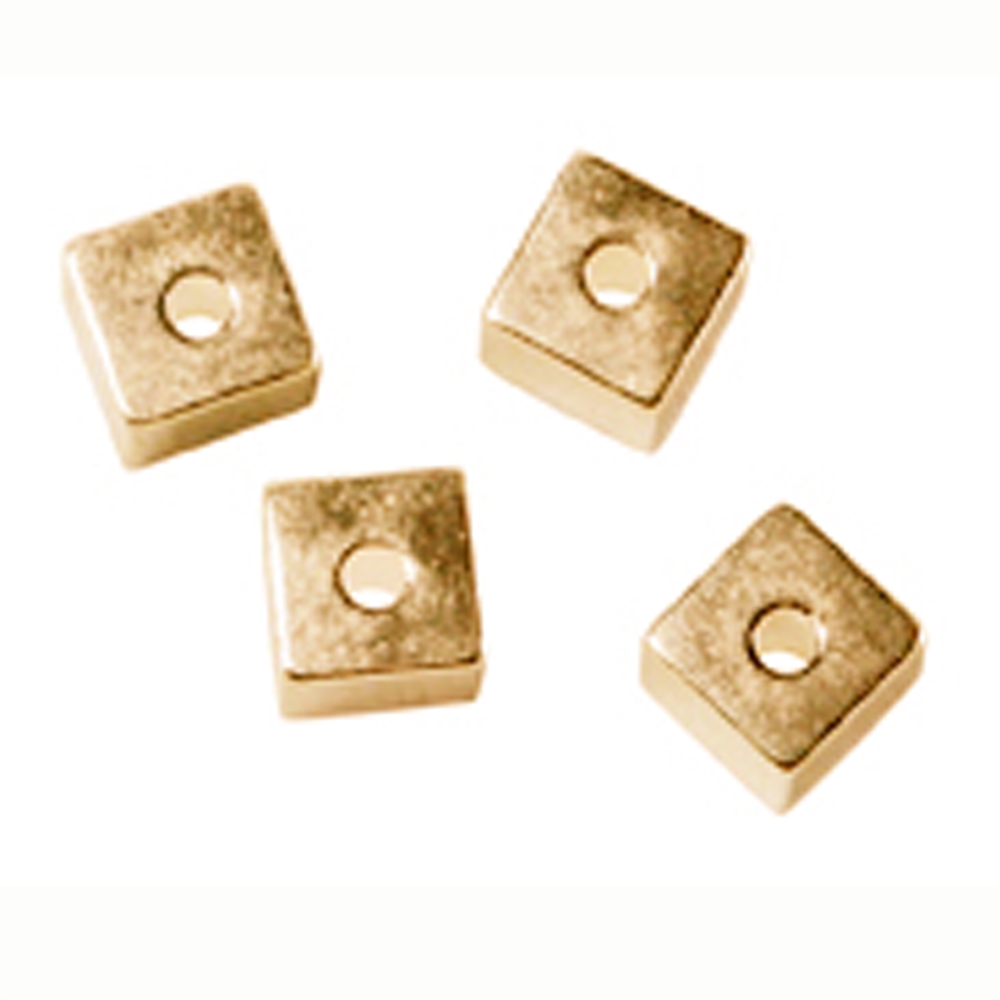 Cube percé en longueur 5mm, argent doré (5 pcs/unité)