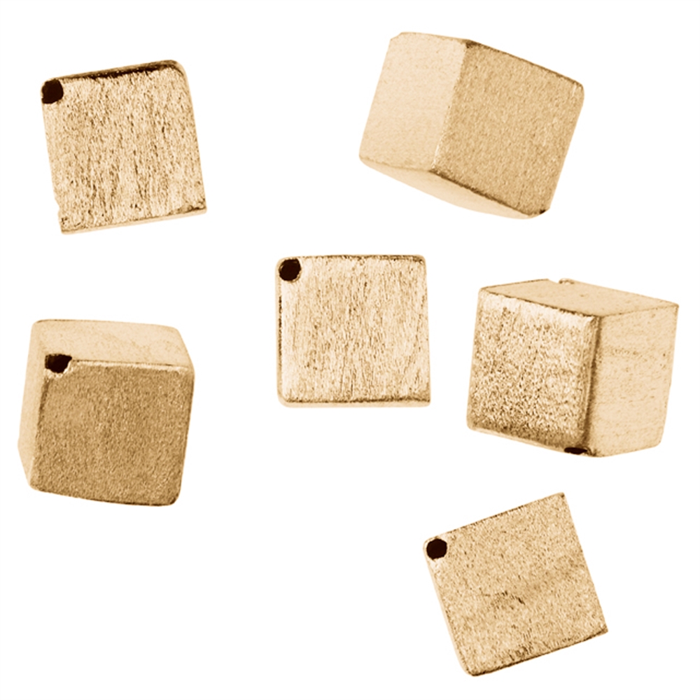Cube percé transversalement 6mm, argent doré mat (6 pcs/unité)