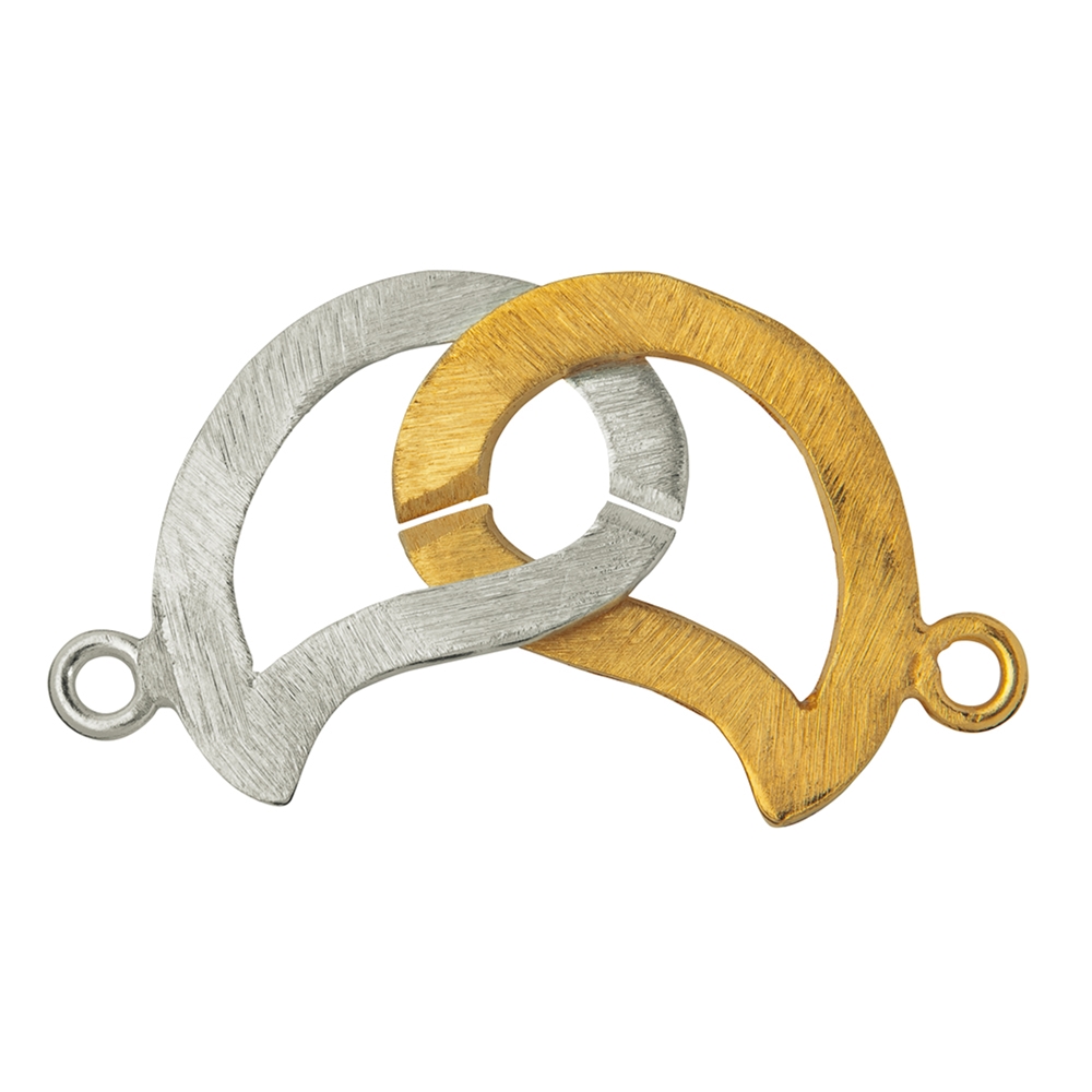 Ring-Ring-Verschluss "Welle" 25mm, Silber bicolour matt (1 St./VE)
