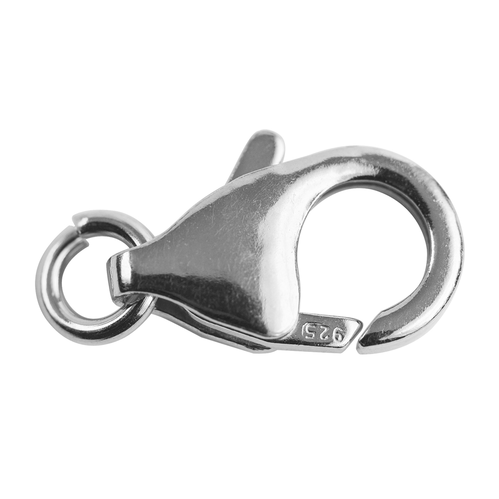 Lobster Clasp loose eyelet 13mm, silver rhodium plated (10pcs/unit)