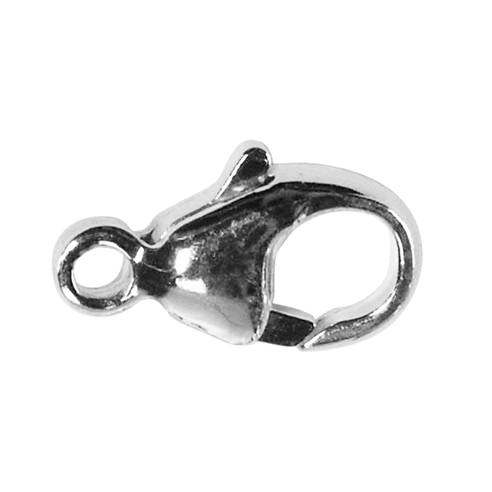Lobster Clasp fixed eyelet 09mm, silver rhodium plated (10pcs/set)