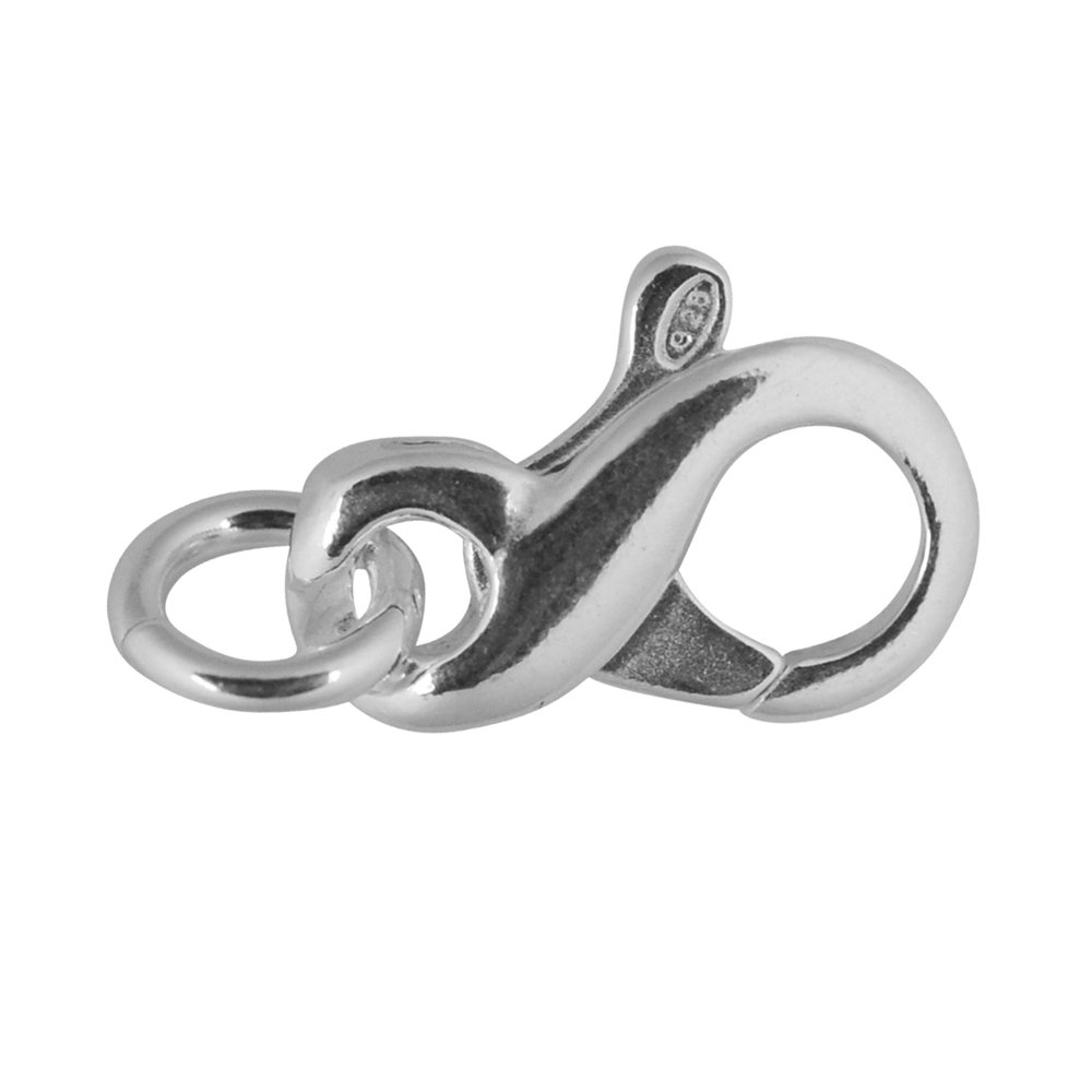 Design Lobster Clasp "Eight" 12mm, silver rhodium plated (4pcs/set)