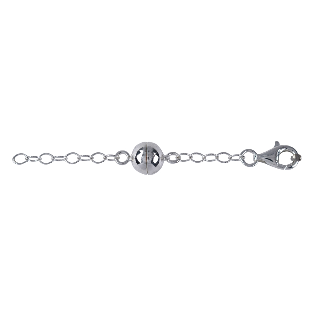 Chiusura magnetica con moschettone e catena, argento rodiato (1 unità)
