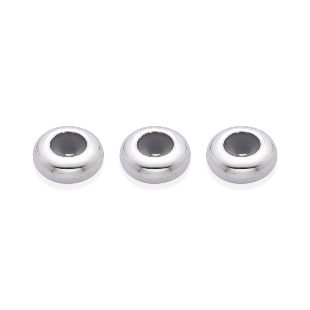 Pulsante di regolazione 7 mm. per cinturino in pelle di capra/cinturini da 1 mm, rodiato argento (UC)