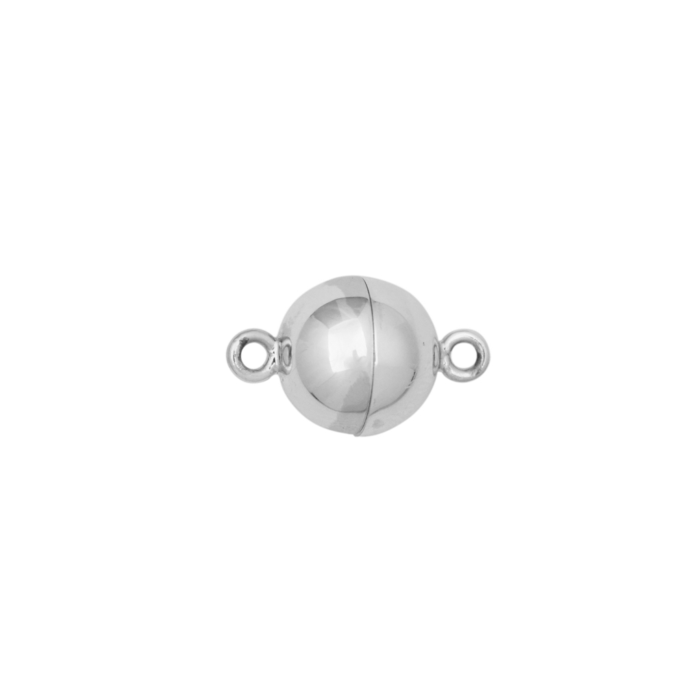 Chiusura magnetica rotonda 06 mm, argento rodiato (1 pezzo/unità), con cappuccio