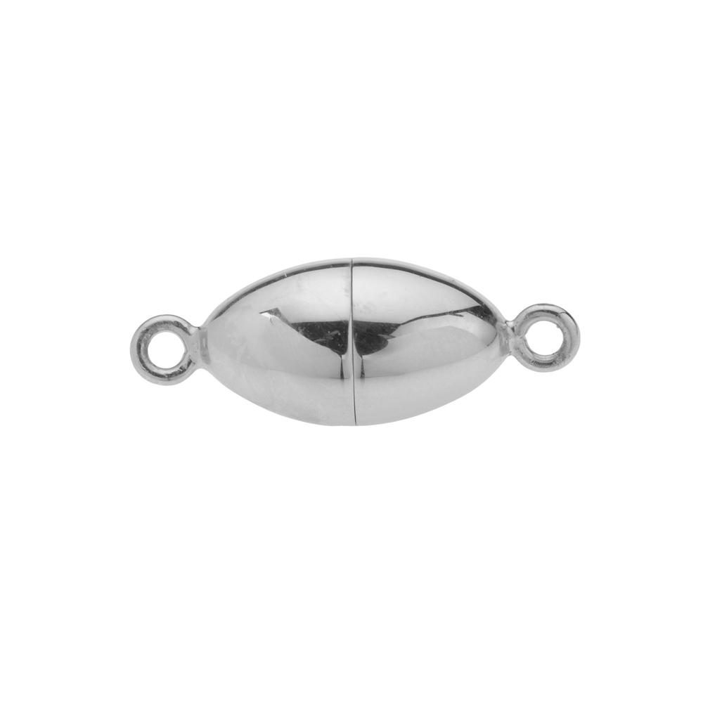 Chiusura magnetica ovale 08 mm, argento rodiato (1 pezzo/unità), con cappuccio
