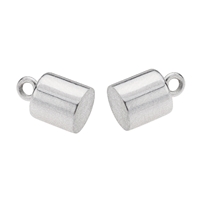 Magnetic clasp cylinder 07 x 20mm, silver rhodium plated (1 pc./set), capped