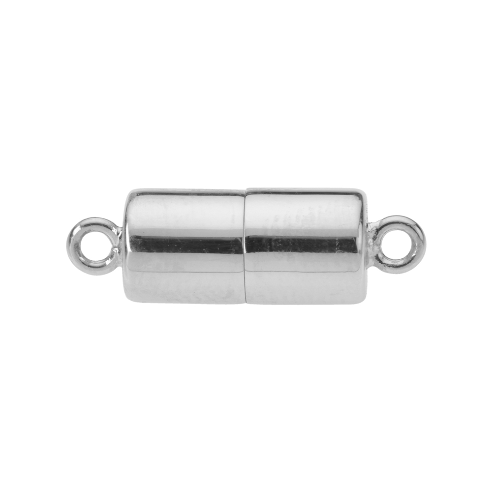 Magnet-Schließe Zylinder 07 x 20mm, Silber rhodiniert (1 St./VE), gedeckelt