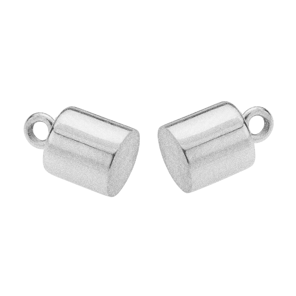 Magnetic clasp cylinder 07 x 20mm, silver rhodium plated matt (1 pc./set), capped