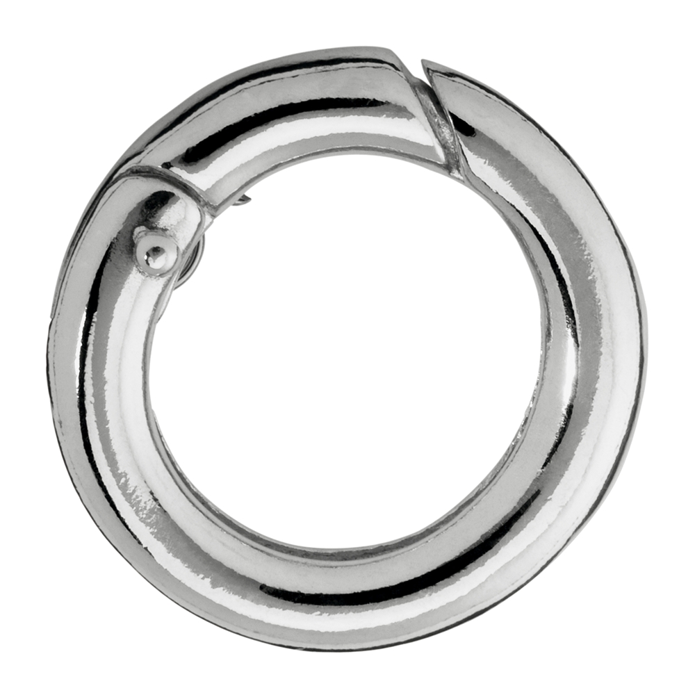 Ring clasp 17mm, silver rhodium plated, round bar (1 pc/unit)