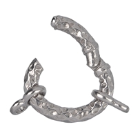 Module ring oval 21x17mm, 2 eyelets, silver hammered, rhodium plated (1 pc./unit)
