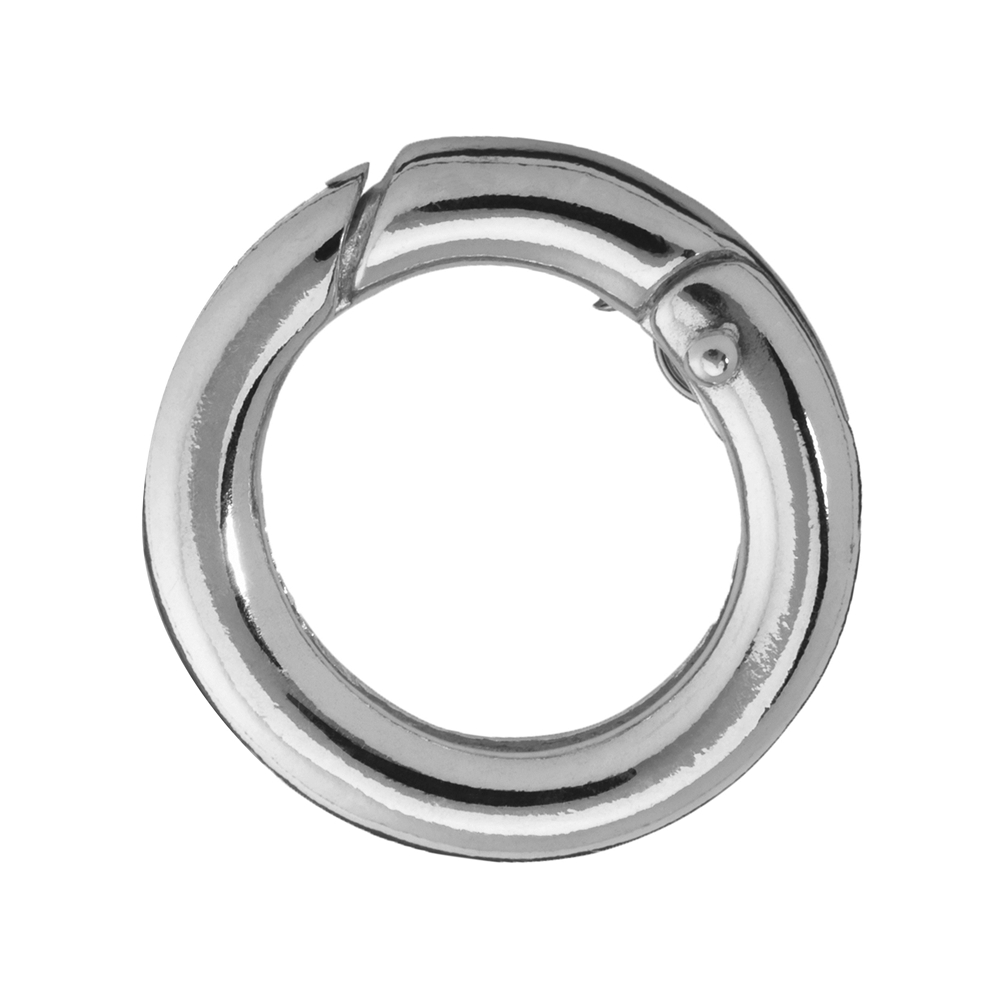 Ring clasp 15mm, silver rhodium plated, round bar (1pc/set), premium