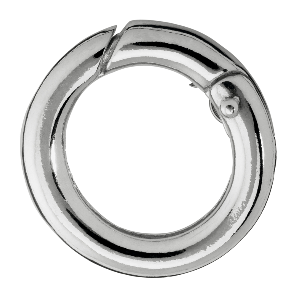 Ring clasp 17mm, silver rhodium plated, round bar (1pc/set), premium