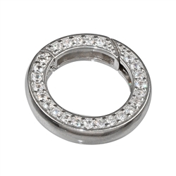 1918290011 Ring clasp with zirconia 16mm, silver rhodium plated, square bar (1 pc/unit) | Marco Schreier