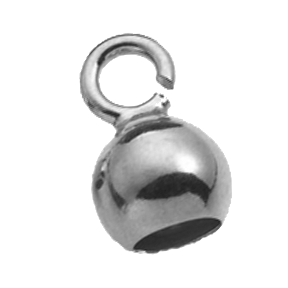 Endkapseln kleine Öse, 4,0mm, Silber (10 St./VE), rhodiniert