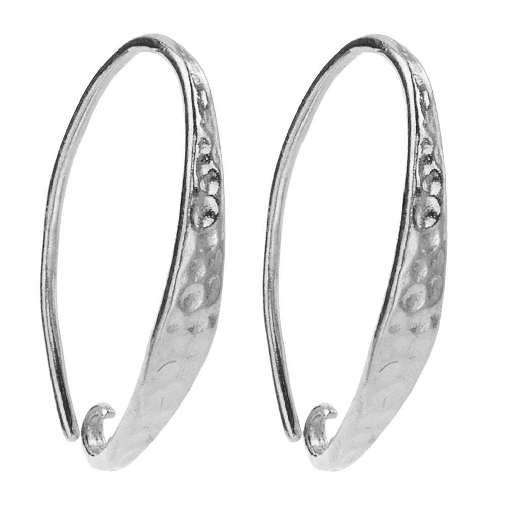 Ear Hook forged front, 21mm, silver rhodium plated (2pcs/set)