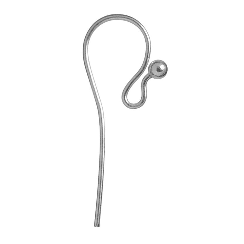 Ear Hook curved 25mm, silver (12pcs/set), rhodium plated