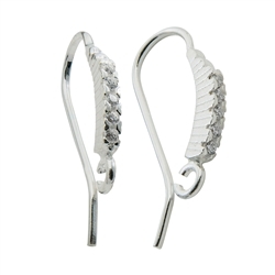 1918508031 Ear Hook, Cubic Zirconia (synth.) in row 20mm, silver rhodium plated (2 pcs./unit) | Marco Schreier