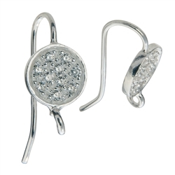 1918508041 Ear Hook, Cubic Zirconia (synth.) 20mm, silver rhodium plated (2 pcs./unit) | Marco Schreier