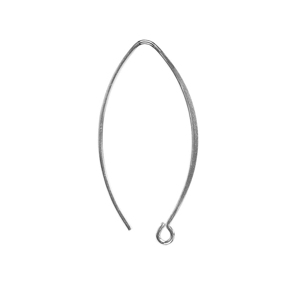 Ear Hook Marquise with eyelet, 32mm, silver (4pcs/set), rhodium plated