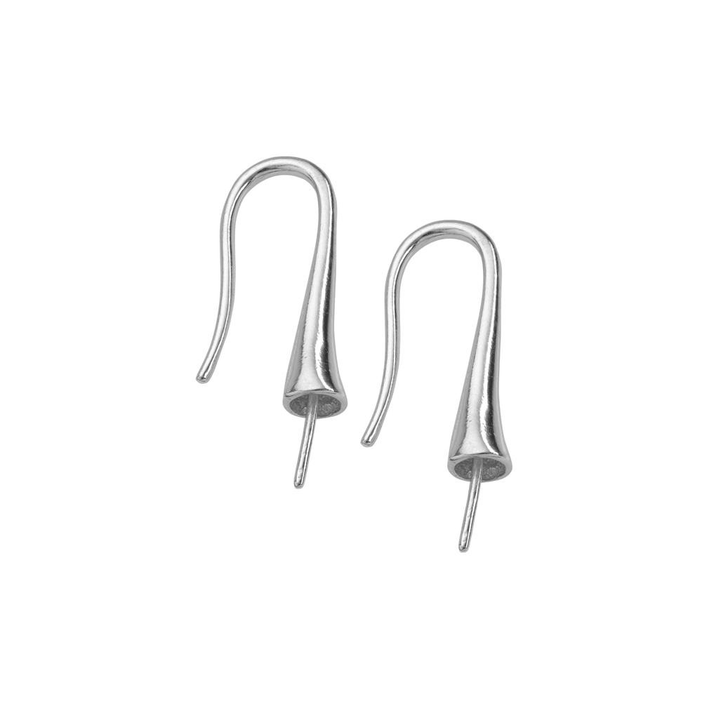 Ear Hook conical with pin 25mm, silver rhodium plated (2pcs/set)