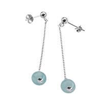 Earstuds with ball, chain and pin 55mm, silver rhodium plated (2pcs/set)