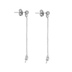 1918513021 Earstuds with ball, chain and pin 55mm, silver rhodium plated (2pcs/set) | Marco Schreier