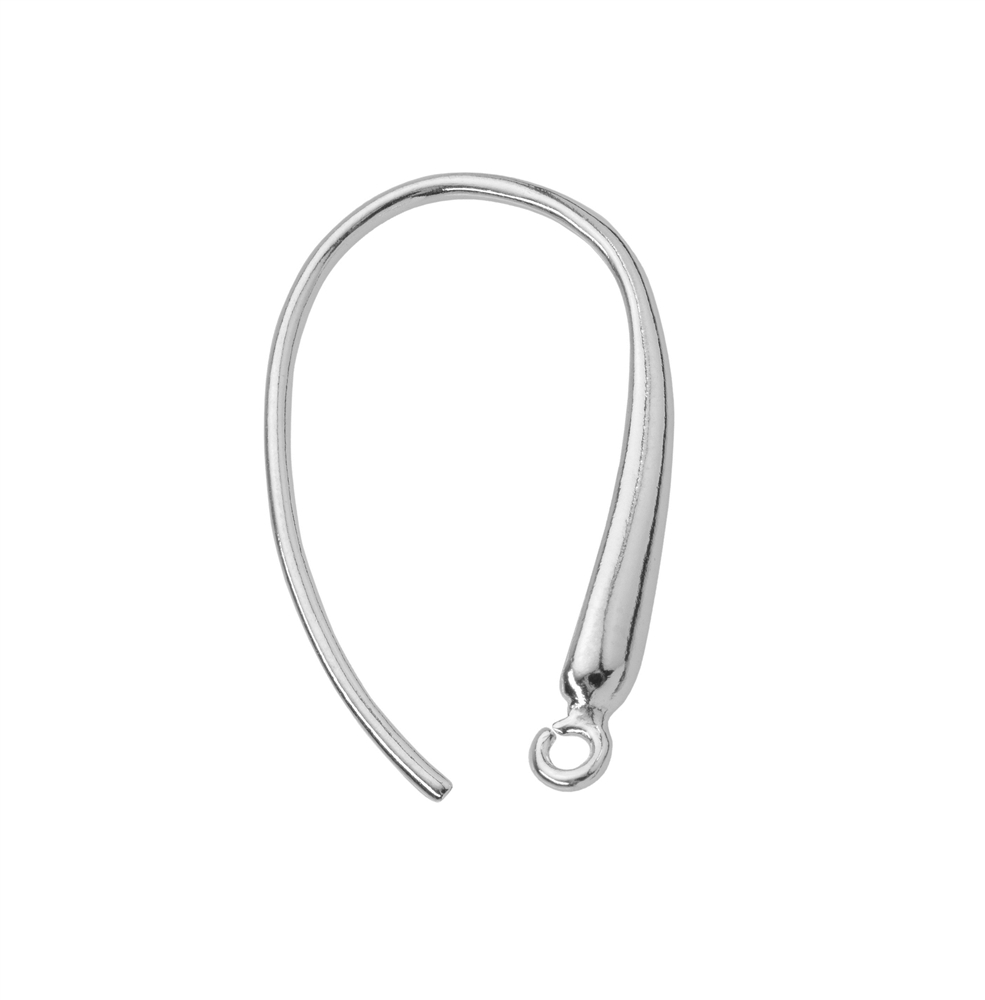 Ear Hook conical with eyelet 22mm, silver rhodium plated (2pcs/set)