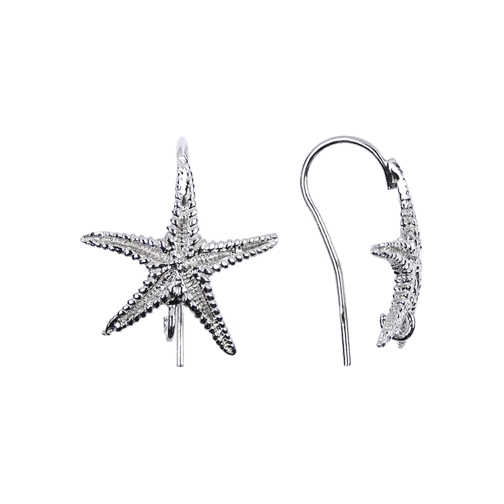 Boucles d'oreilles étoile de mer 23mm, argent rhodié (2 pcs/unité)