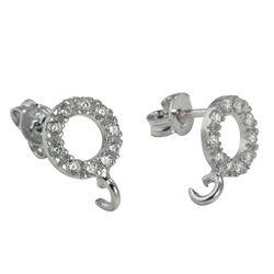 1918523061 Earstud with loop, Cubic Zirconia (synth.) round 20mm, silver rhodium plated (2 pcs./unit) | Marco Schreier