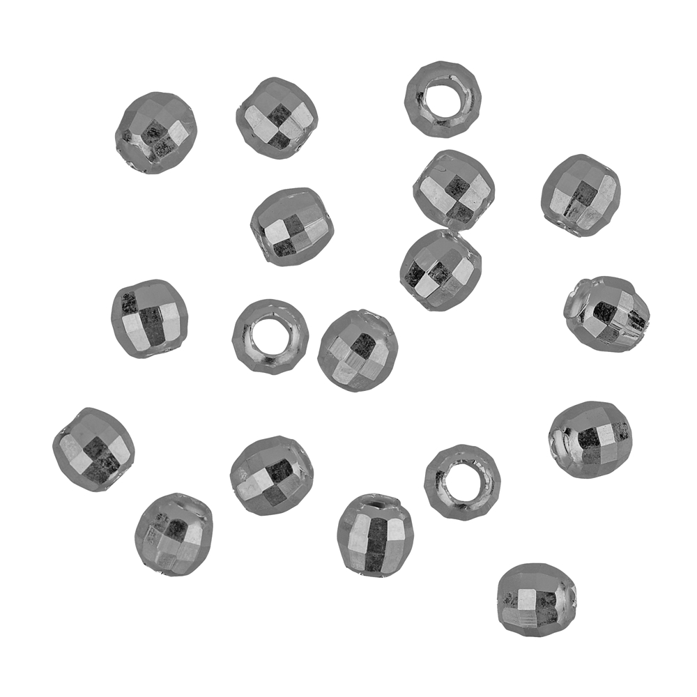 Ball 03,0mm, silver rhodium plated, faceted (65 pcs./unit)
