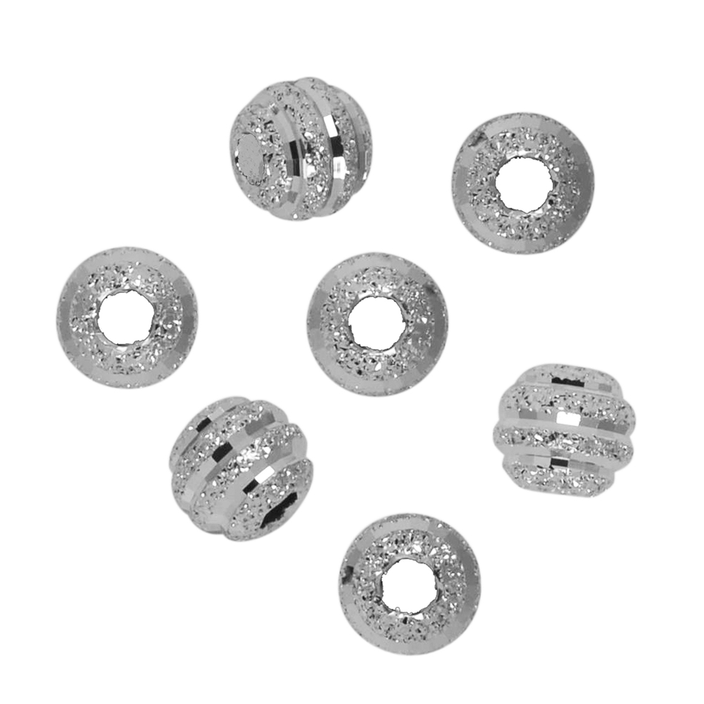 Ball 06mm, silver rhodium plated, faceted, diamond (10 pcs./unit)
