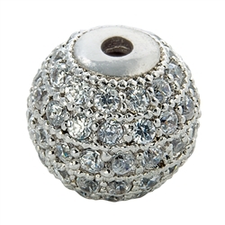 1918633021 Ball 10 x 9mm (large), silver rhodium plated with Cubic Zirconia (synth.) (1 pc/unit) | Marco Schreier