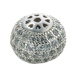 1918633031 Ball 10 x 8mm (small), silver rhodium plated with Cubic Zirconia (synth.), (1 pc./unit) | Marco Schreier