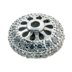 1918633041 Wheel 11 x 6mm (large), silver rhodium plated with Cubic Zirconia (synth.), 1 pc. | Marco Schreier