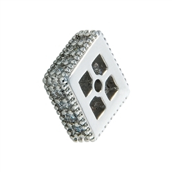 1918633081 Square flat 7 x 7 x 3mm, silver rhodium plated with Cubic Zirconia (synth.) (1 pc/set) | Marco Schreier