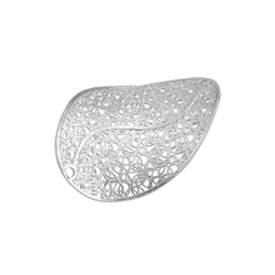 1918665252 Disc "leaf braid" oval, 23 x 15mm (2pcs/set), rhodium plated | Marco Schreier