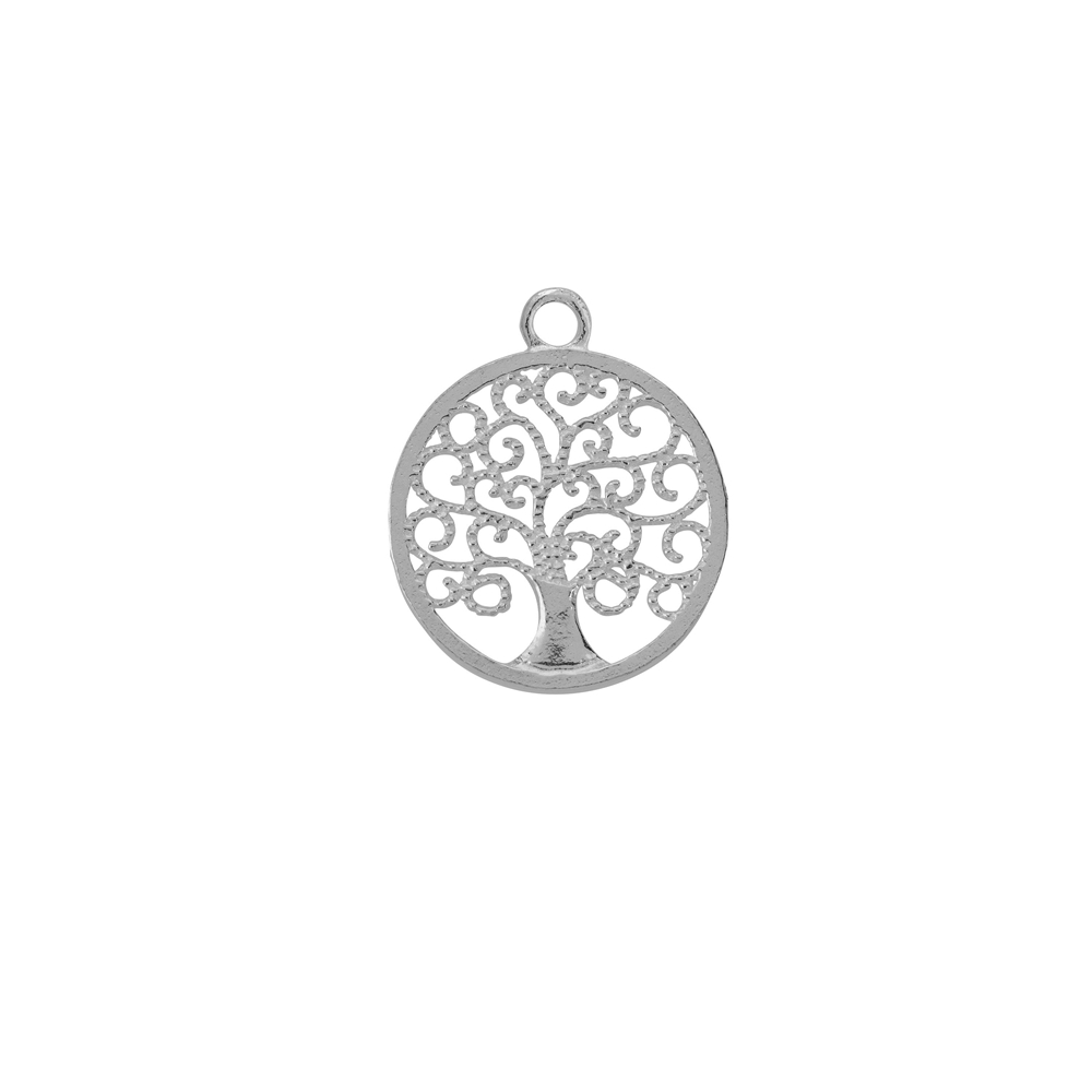 Tree of life with eyelet 15mm, silver rhodium plated (1 pc./set)