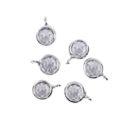 1918825021 Component Cubic Zirconia, 8mm, silver rhodium plated (6pcs/set) | Marco Schreier