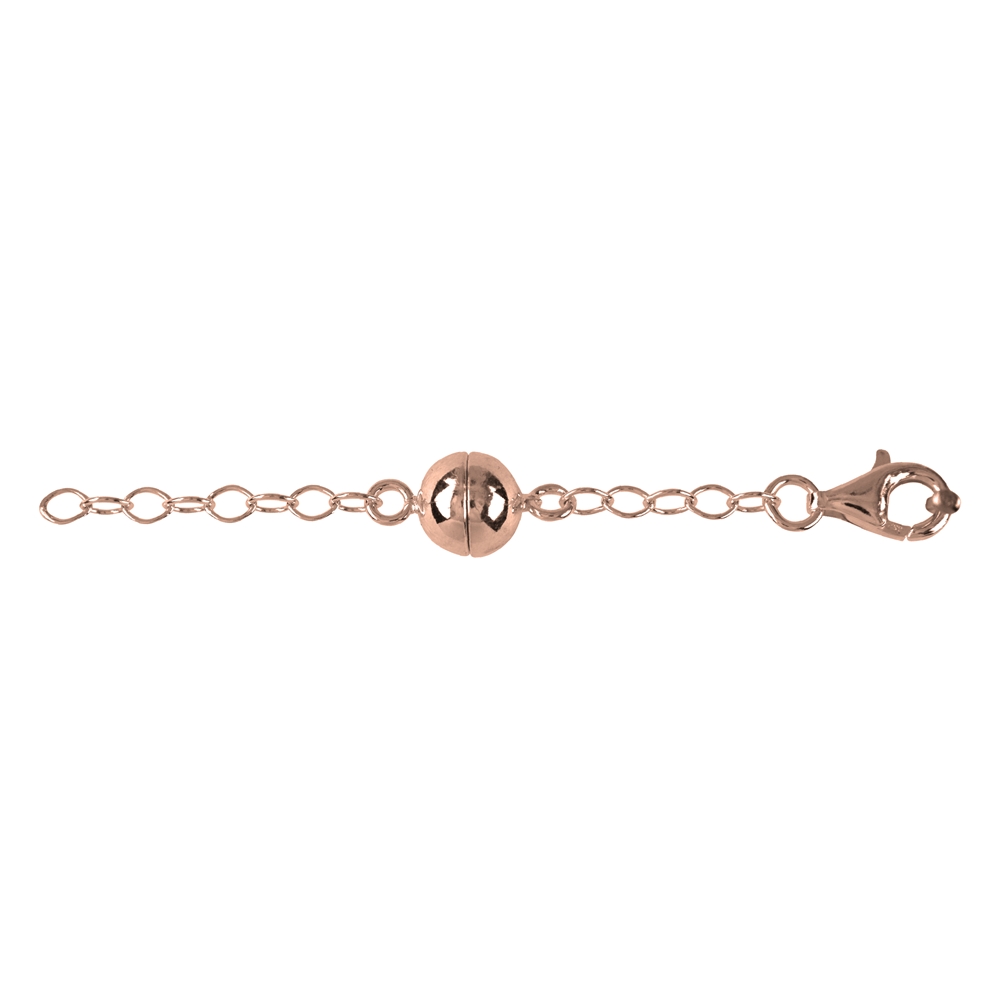 Chiusura magnetica con moschettone e catena, argento placcato oro rosa (1 unità)