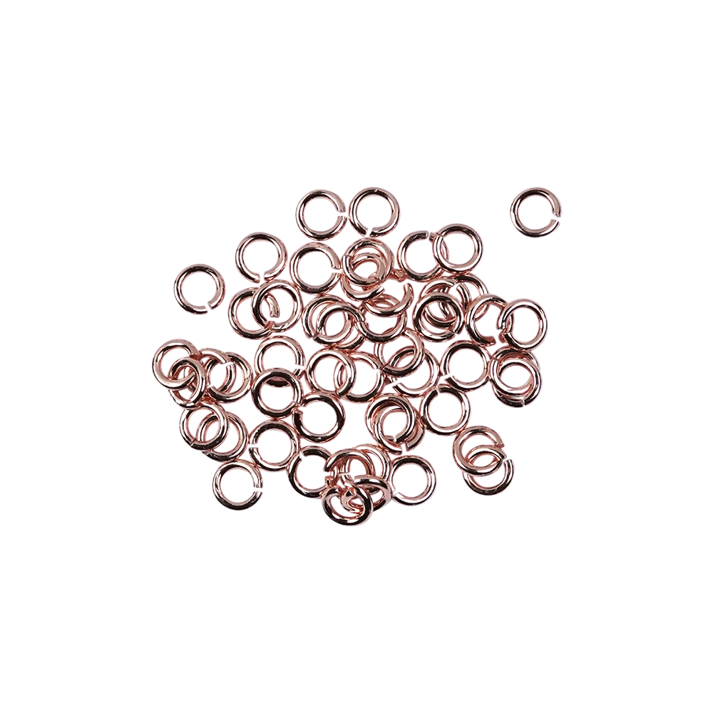 Open jump rings 05mm, silver rose gold plated (50pcs/unit)